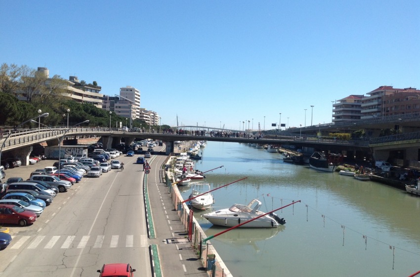 pescatori sull'asse attrezzato