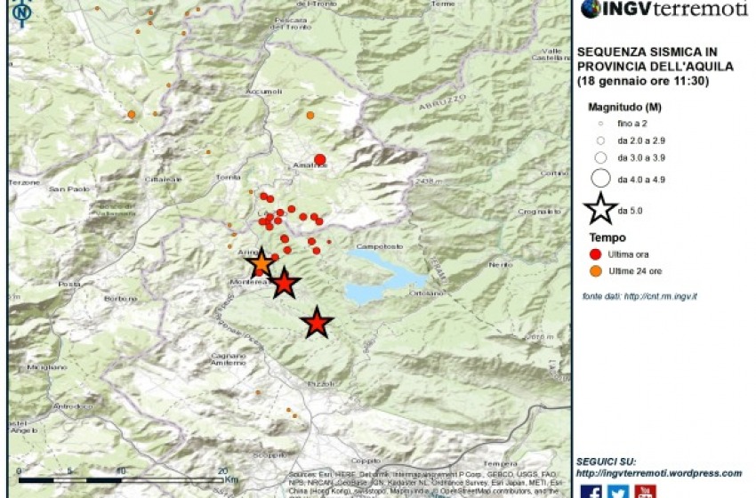 Eventi sismici nella provincia dell’Aquila. La situazione più critica è a Montereale