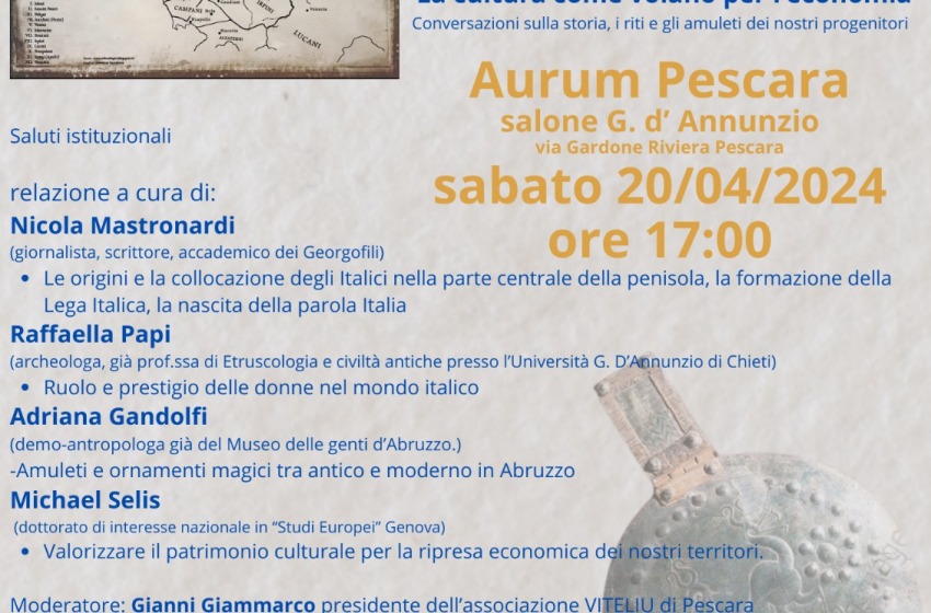 Sabato all’Aurum si parlerà delle origini dei ‘Popoli Italici’