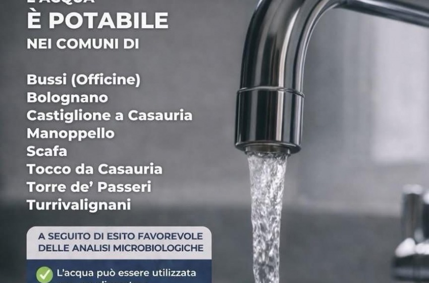 Acqua ancora non potabile nel Pescarese