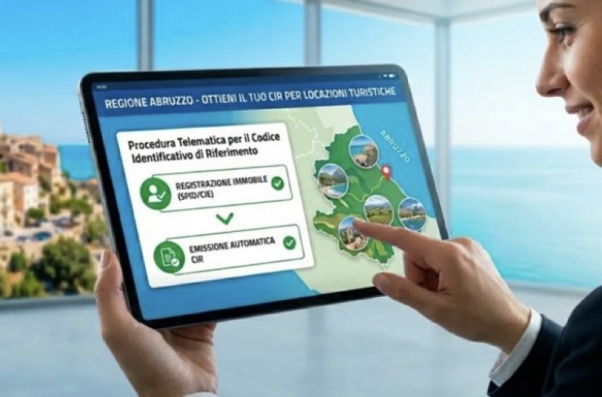 Regione Abruzzo, turismo: al via da oggi la procedura telematica per codice CIR