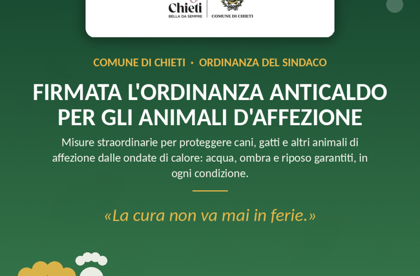 Il Sindaco Legnini firma l&rsquo;ordinanza per proteggere i cani e gli animali d&rsquo;affezione