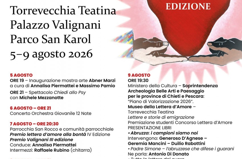 Per 5 giorni Torrevecchia Teatina protagonista con la Festa della Lettera d&rsquo;Amore