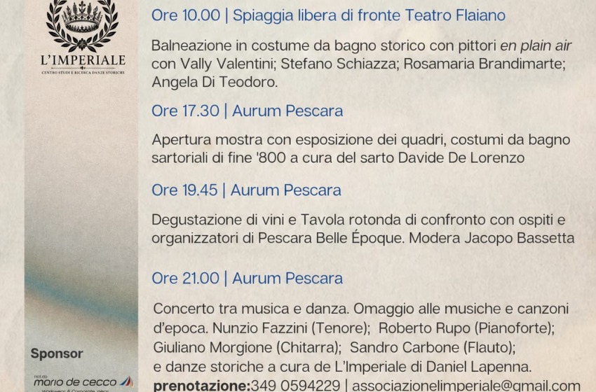 Pescara torna alla "Belle &Eacute;poque", tuffo nel passato tra arte moda d fine 800 e spettacoli