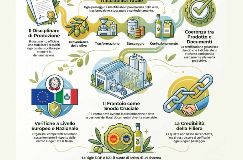 Olio EVO: Cosa c'&egrave; dietro una DOP o IGP, dal disciplinare ai controlli lungo la filiera